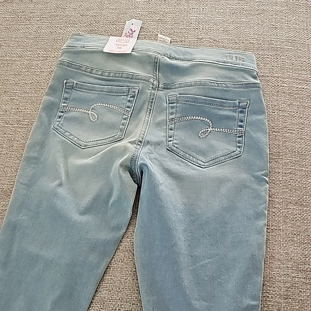 Justice Jeggings Ripped Skinny Blue size 10 Juniors High Rise nwt